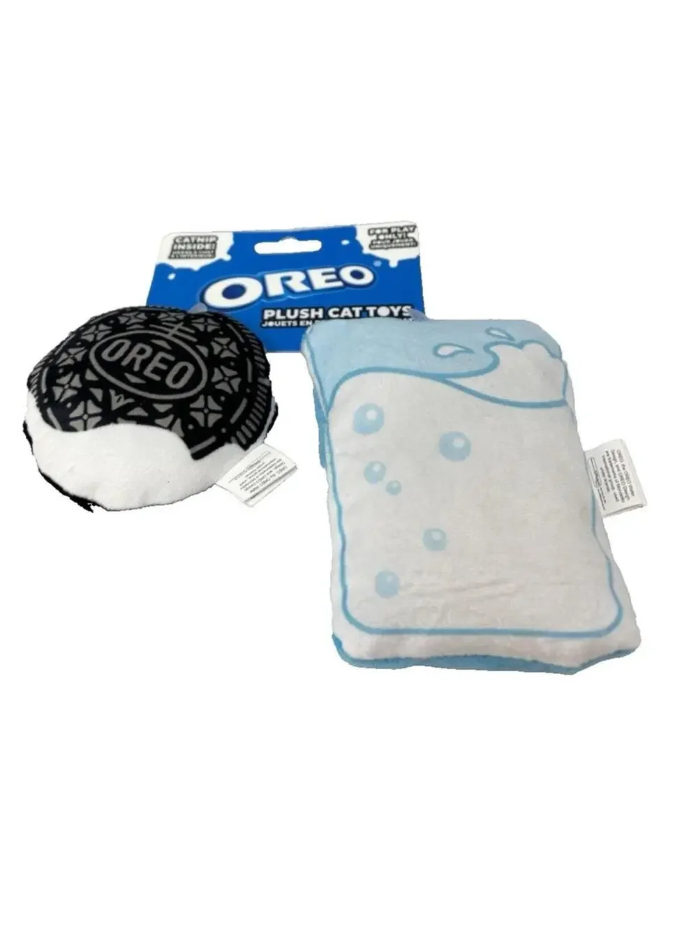 Oreo Plush Cat Kitten Toy Cookie Glass Milk with Catnip Soft Chew Play Time Fun